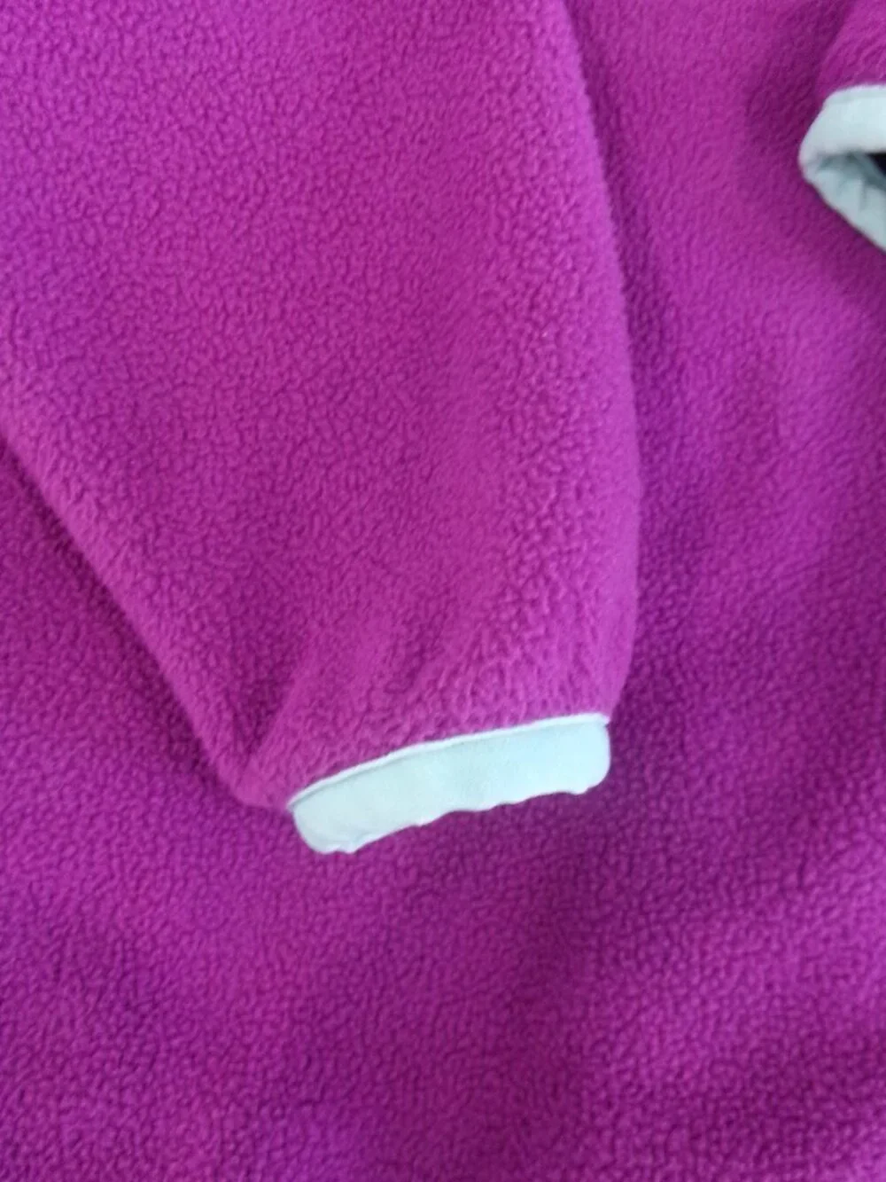Patagonia Baby Girl 6 - 12 Months Hooded Fleece Jacket Purple w/ Blue Trim